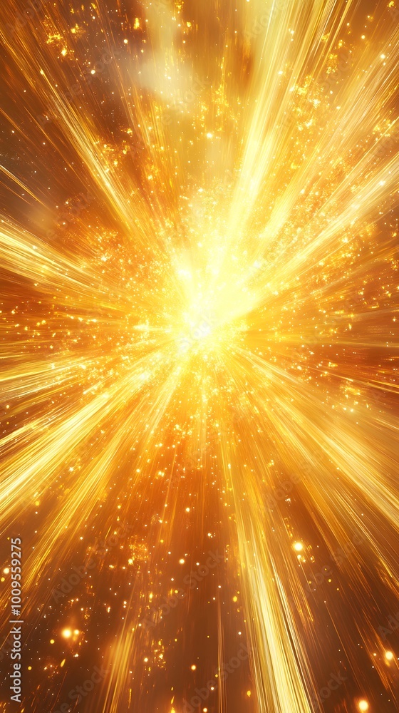 A golden light bursts out from the center of an abstract background, creating a radiant and luminous effect that adds energy to any scene A golden light bursts out from the center of an abstract background, creating a radiant and luminous effect that adds energy to any scene