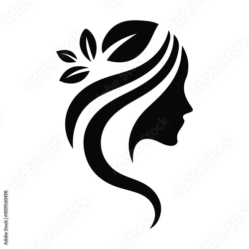 Spa wellness logo beauty woman head female flower icon vector