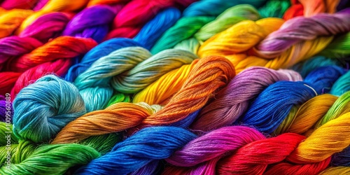 Vibrant Colorful Fibers Displayed in an Artistic Arrangement for Textile and Craft Projects