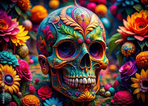 Vibrant Cool Skull Paintings Featuring Unique Art Styles and Bold Color Combinations for Decor