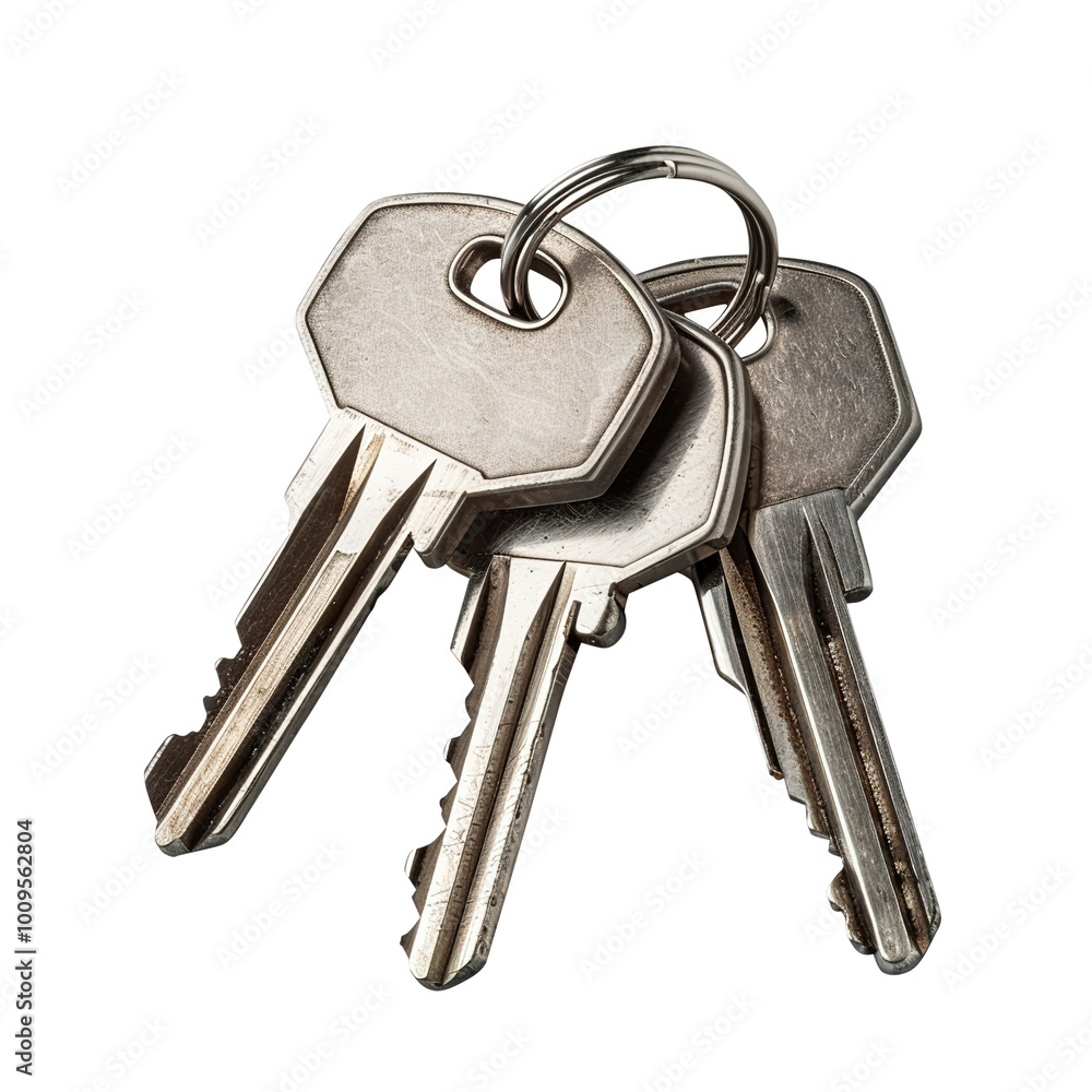 bunch of keys on transparent background, clipping path, png, 