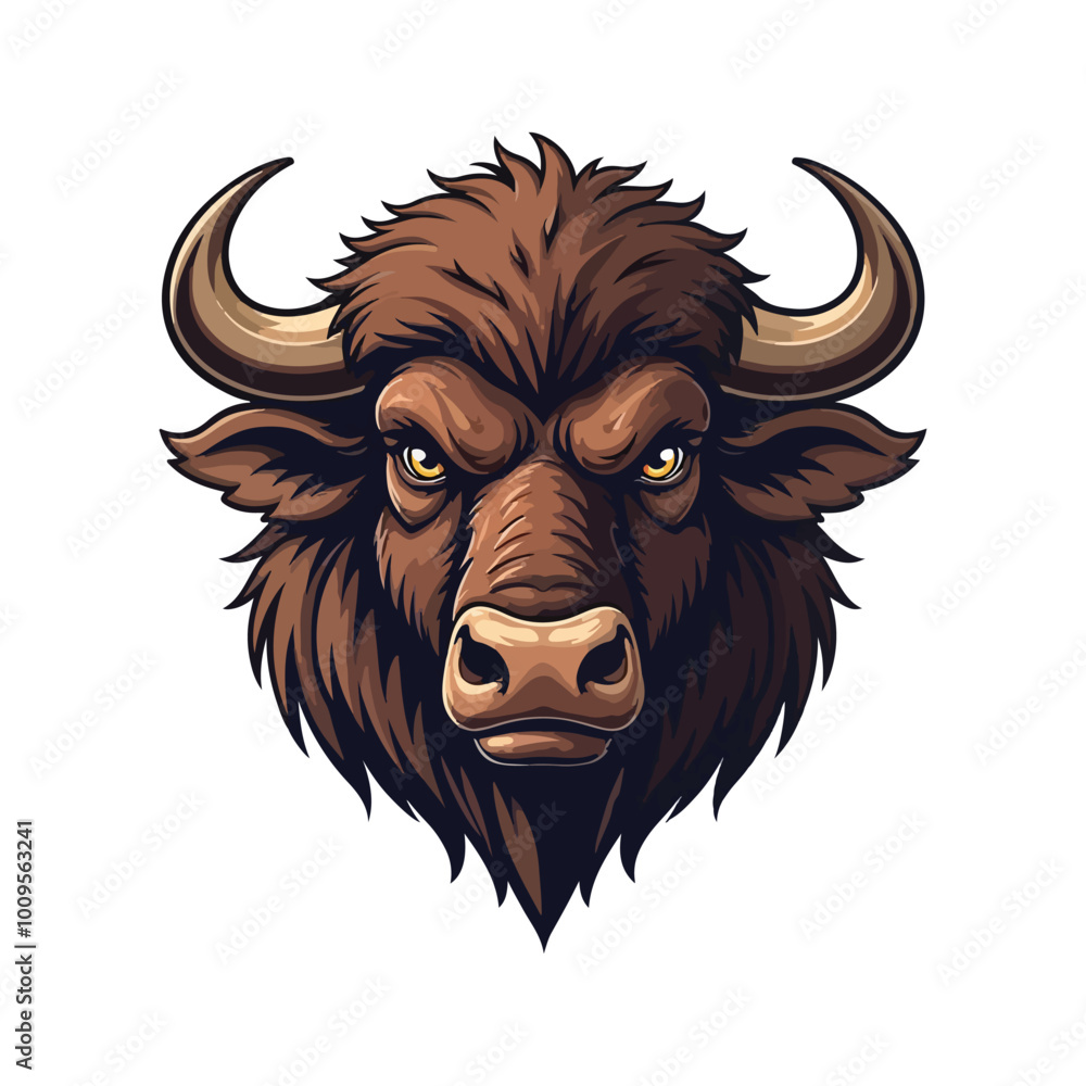 Fototapeta premium angry buffalo head vector illustration on white background