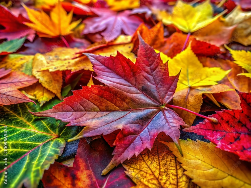 Obraz premium Vibrant Fall Leaves Template for Seasonal Designs, Crafts, and Backgrounds in Autumn Colors