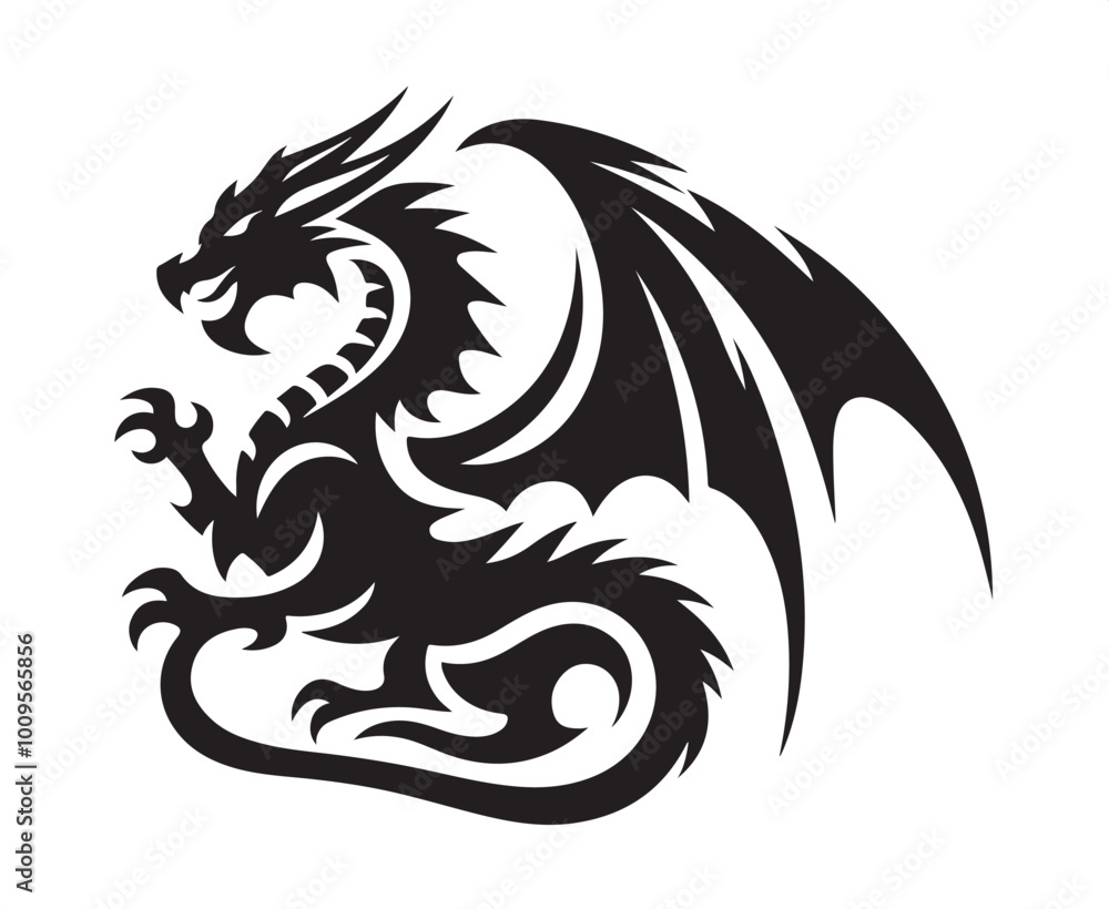 Fototapeta premium dragon logo silhouette vector