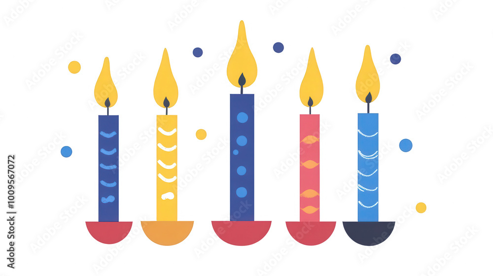 Flat Hanukkah Candle Decor, Festive Symbol of Light and Celebration, PNG File, Isolated on White Flat Hanukkah Candle Decor, Festive Symbol of Light and Celebration, PNG File, Isolated on White