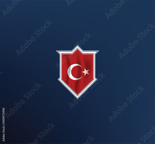 Turkey - Show your support with this powerful flag and shield design.