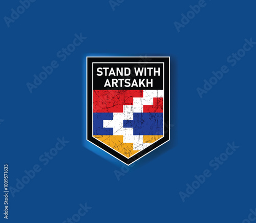 "Stand with Artsakh" - Show your support with this powerful flag and shield design.