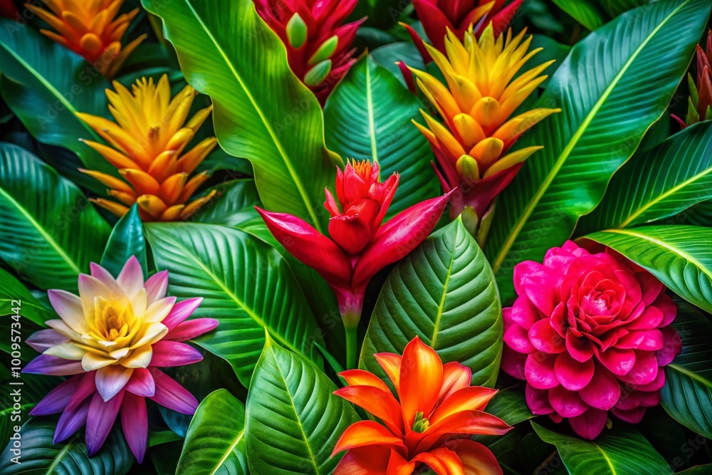 Vibrant Hawaiian Flower Pattern with Tropical Colors and Lush Greenery for Elegant Designs and Decor Vibrant Hawaiian Flower Pattern with Tropical Colors and Lush Greenery for Elegant Designs and Decor
