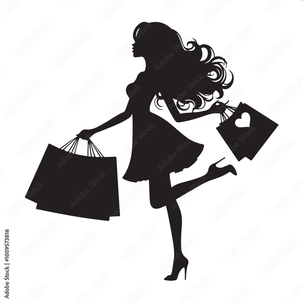 Shopping Girl silhouette vector Shopping Girl silhouette vector