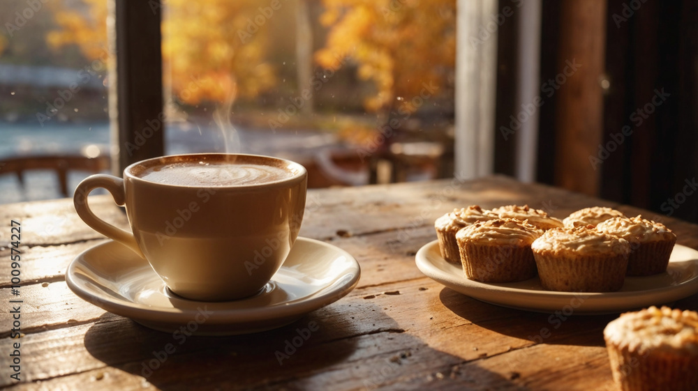 cup of coffee and cookies on wooden table cup of coffee and cookies on wooden table