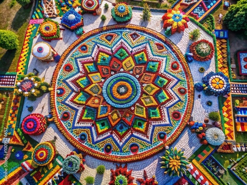 Vibrant Huichol Art Displaying Intricate Patterns and Symbols Reflecting Indigenous Cultural Heritage