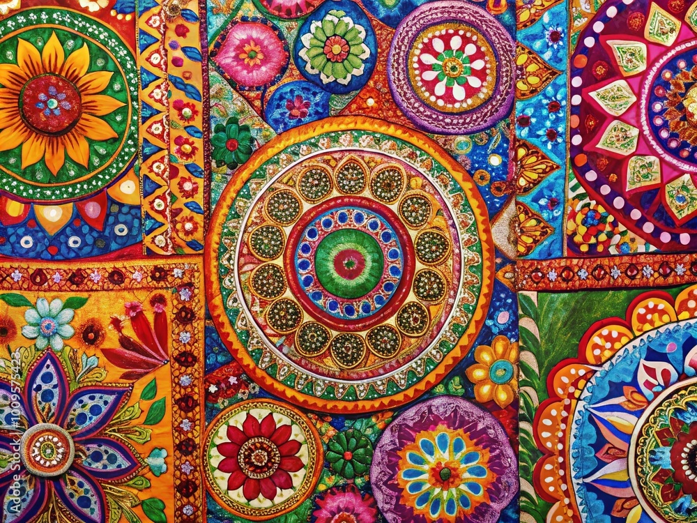 Vibrant Indian Design Elements Featuring Traditional Patterns, Textures, and Cultural Motifs in Colorful Style Vibrant Indian Design Elements Featuring Traditional Patterns, Textures, and Cultural Motifs in Colorful Style