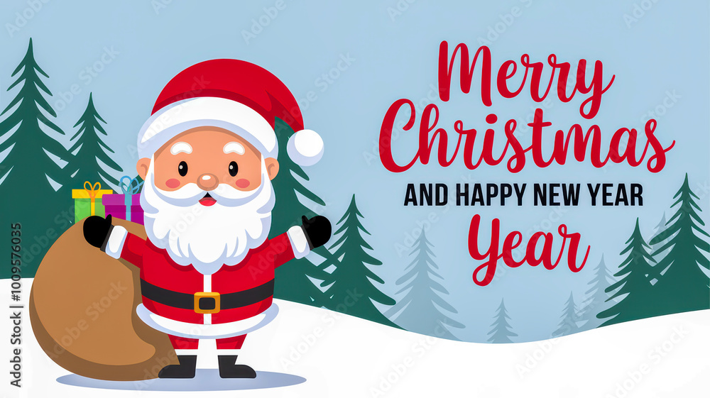 Christmas card set. Merry Christmas and Happy New Year greeting with cute santa claus with rose cheeks, cartoon style. . Christmas card set. Merry Christmas and Happy New Year greeting with cute santa claus with rose cheeks, cartoon style. .