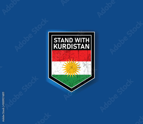 "Stand with Kurdistan" - Show your support with this powerful flag and shield design.