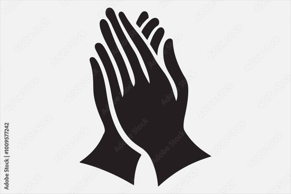 Silhouette two hands in a praying position Silhouette two hands in a praying position