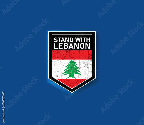 "Stand with Lebanon" - Show your support with this powerful flag and shield design.