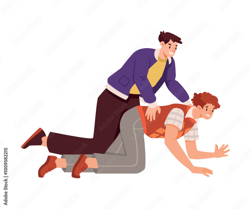 Man Fighting and Beating with Aggression and Violence Vector Illustration Man Fighting and Beating with Aggression and Violence Vector Illustration