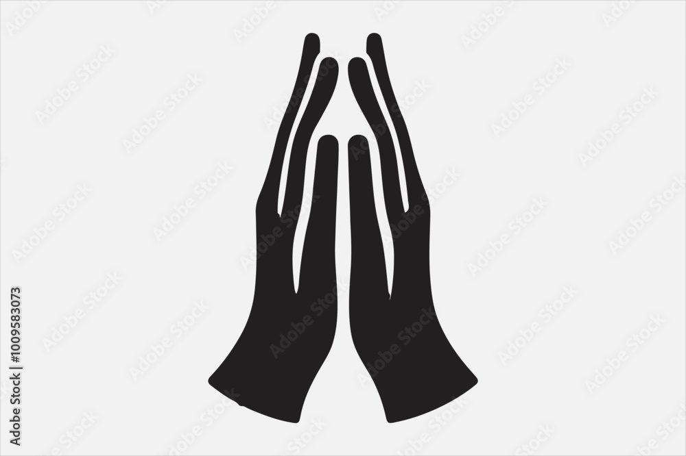 Silhouette two hands in a praying position Silhouette two hands in a praying position