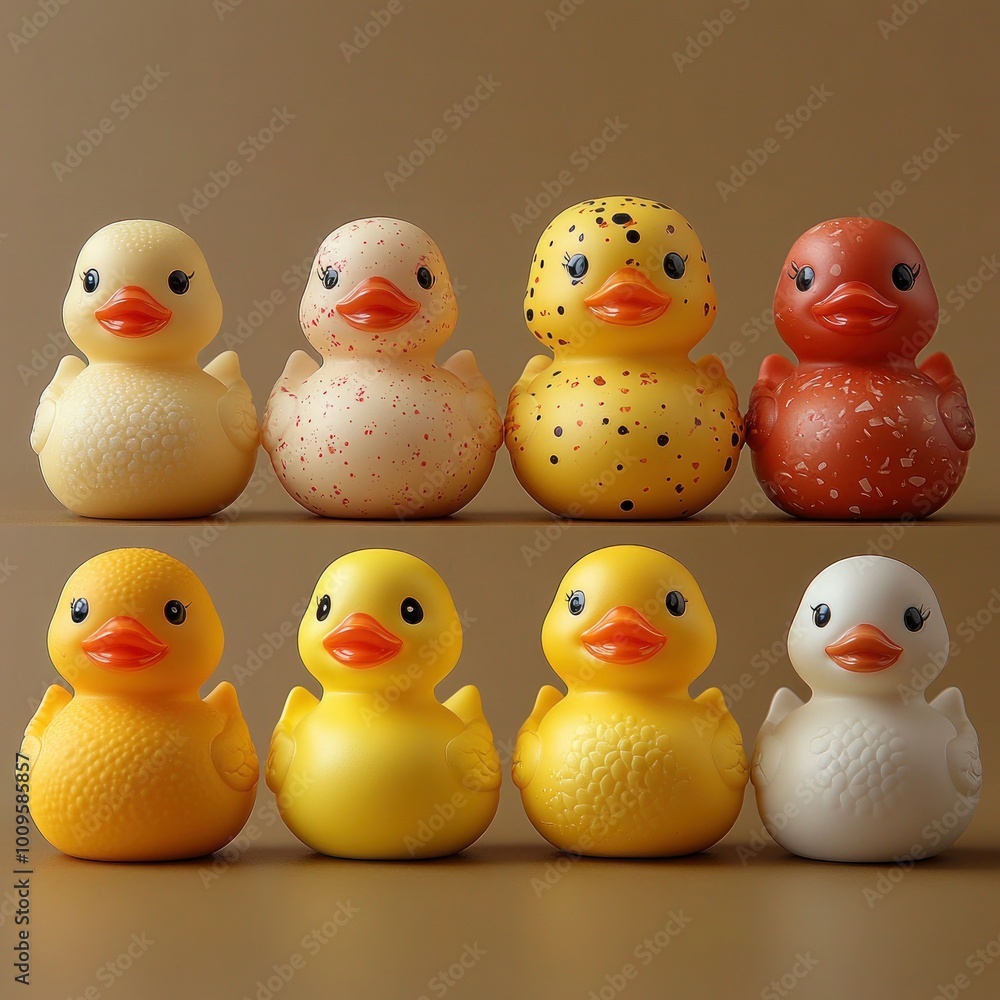 Colorful Rubber Ducks Set Isolated on White Background for Fun and Playful Designs Colorful Rubber Ducks Set Isolated on White Background for Fun and Playful Designs