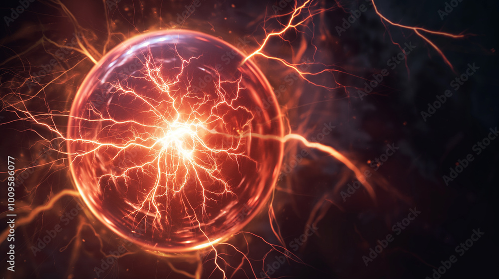 A mystical energy ball with lightning. AI Generated A mystical energy ball with lightning. AI Generated