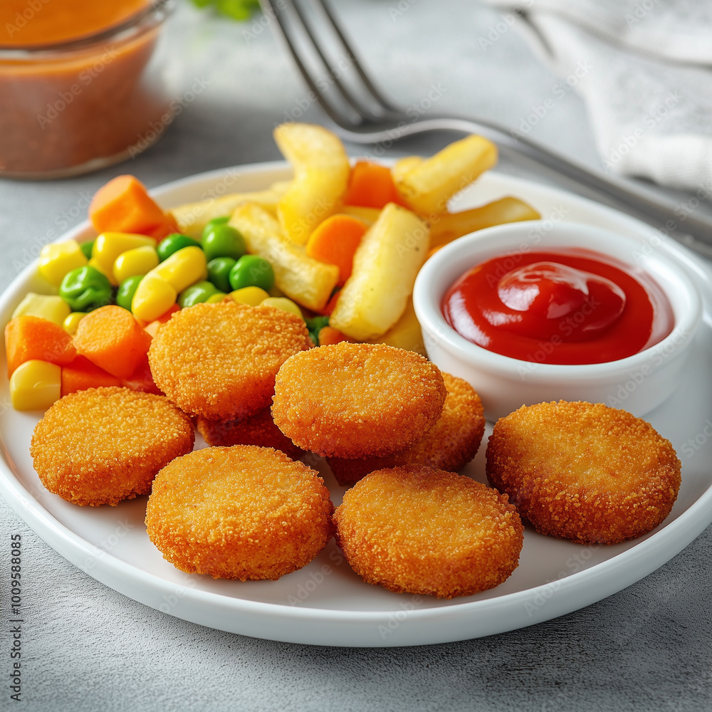 frensch fries and nuggets with kepchup