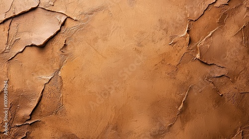 A textured, earthy-toned surface with cracks and irregularities, resembling weathered leather or clay.