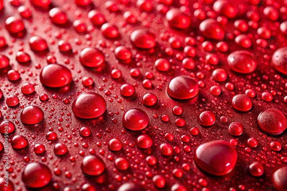 Vibrant Red Surface with Water Droplets Creating a Stunning Visual of Nature's Beauty and Texture Vibrant Red Surface with Water Droplets Creating a Stunning Visual of Nature's Beauty and Texture