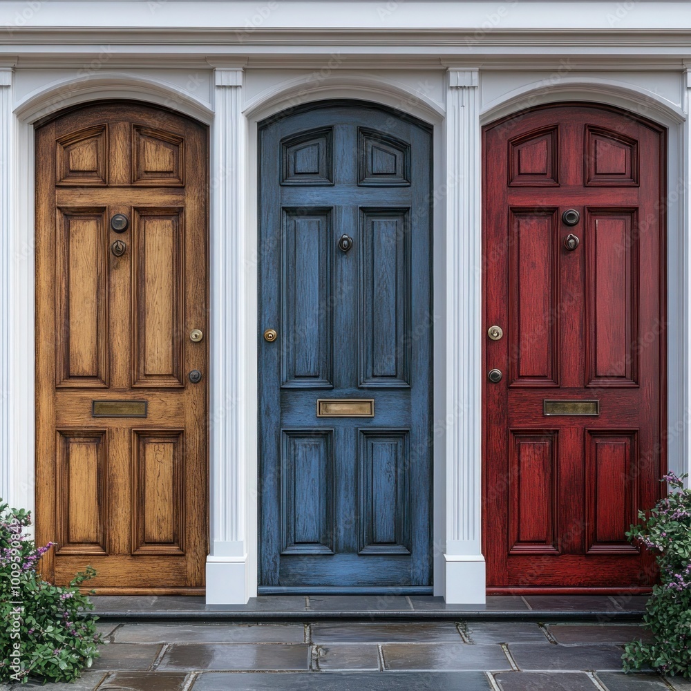 Assorted Home Doors on Isolated Background Assorted Home Doors on Isolated Background