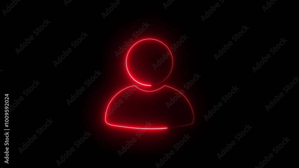 Contact people icon glowing neon red color animation. Glowing neon person sign, user icon for website.Glowing neon person sign. Contact people icon glowing neon red color animation. Glowing neon person sign, user icon for website.Glowing neon person sign.