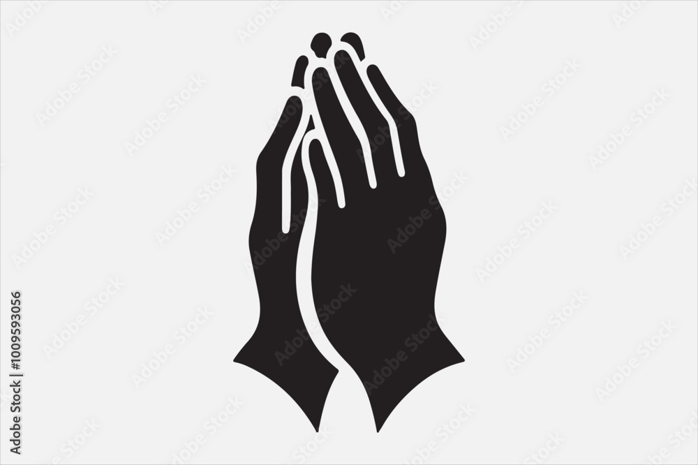 Silhouette two hands in a praying position Silhouette two hands in a praying position
