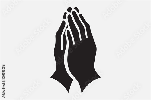 Silhouette two hands in a praying position