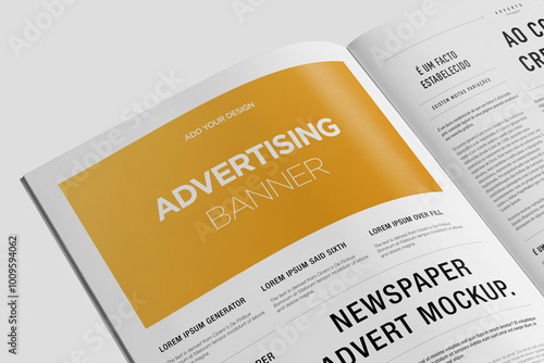 Newspaper Advertising Magazine Brochure Mockup 3D Rendering