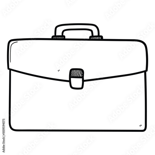 Hand drawn doodle business briefcase on white background.