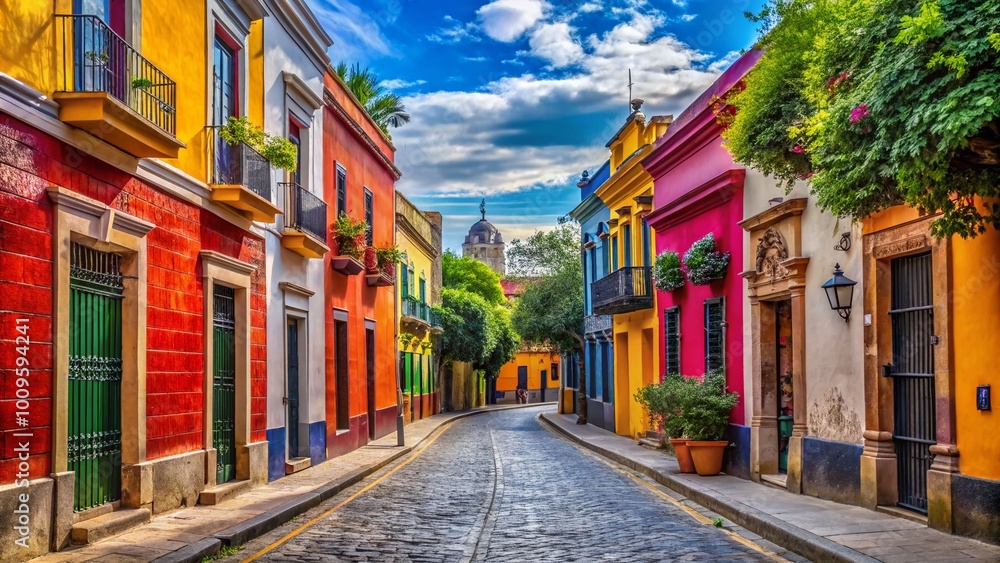 Vibrant Streets of Guadalajara Showcasing Colorful Architecture and Lively Urban Atmosphere Vibrant Streets of Guadalajara Showcasing Colorful Architecture and Lively Urban Atmosphere