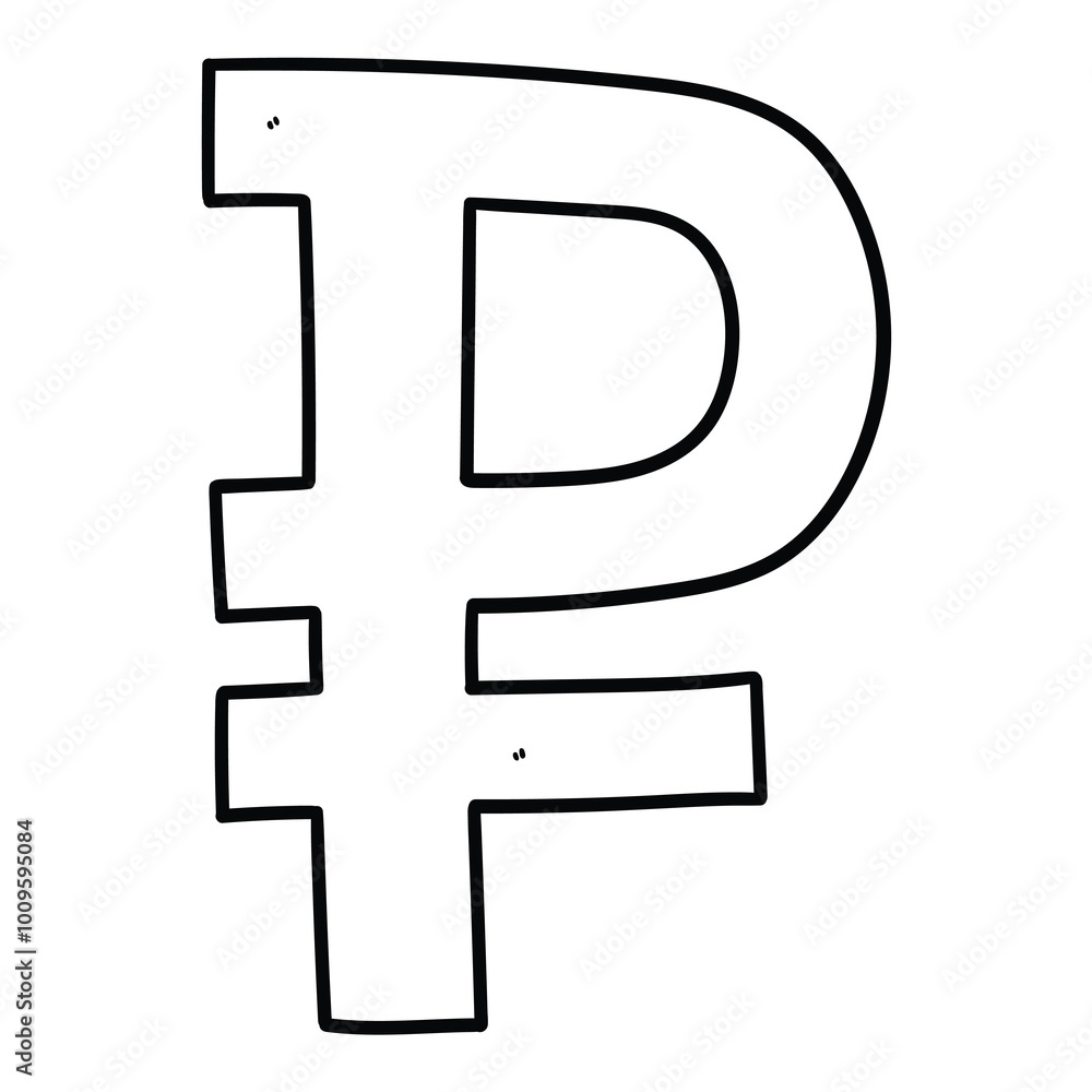 Hand drawn doodle ruble symbol on white background. Hand drawn doodle ruble symbol on white background.