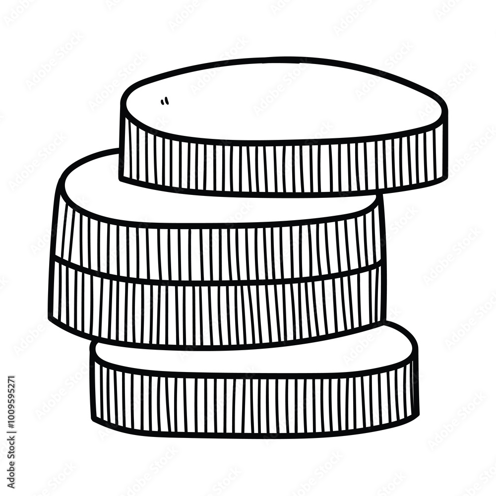 Hand drawn doodle stack of coins on white background. Hand drawn doodle stack of coins on white background.