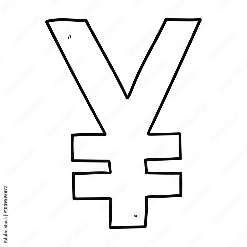 Obraz premium Hand drawn doodle yen symbol on white background.