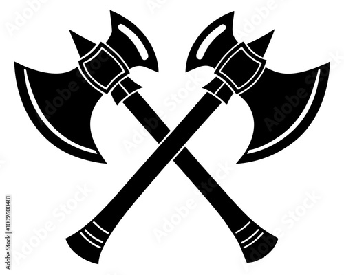 Axes silhouette vector,Axes icon,Crossed hatchets cut out vector 