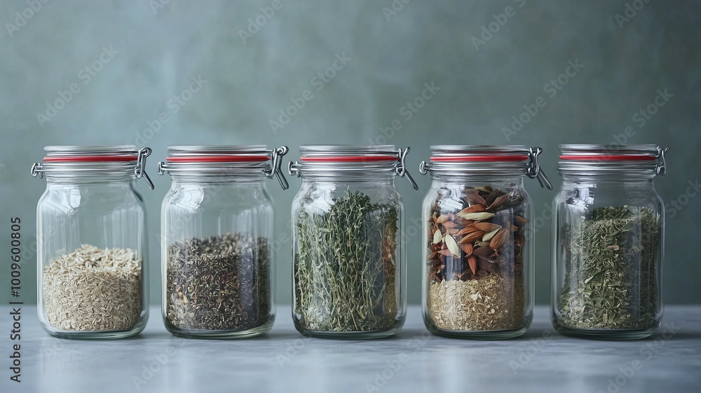 Jars of Dry Herbs Jars of Dry Herbs