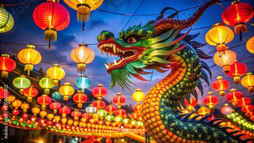 Wallpaper Mural Vibrant Year of the Dragon Celebration with Colorful Lanterns and Traditional Decorations Elements Torontodigital.ca
