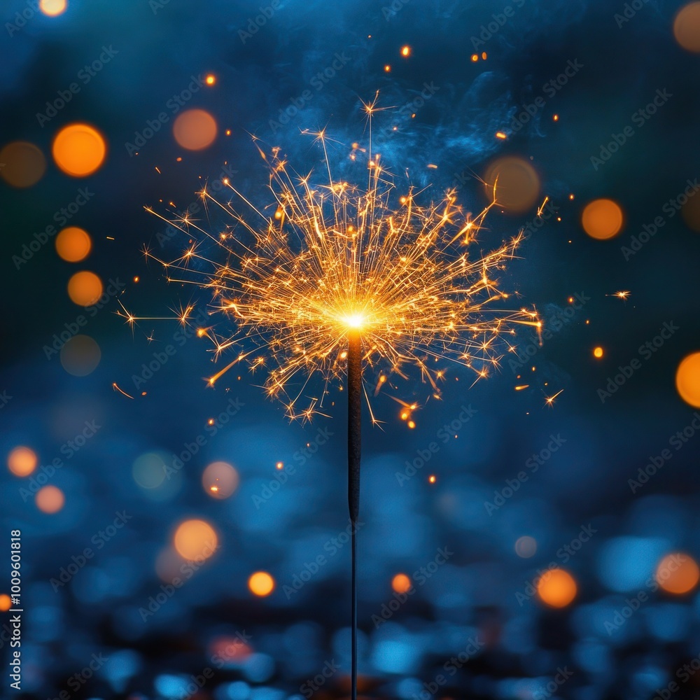 Obraz premium Glittering Sparkler on Vibrant Abstract Background