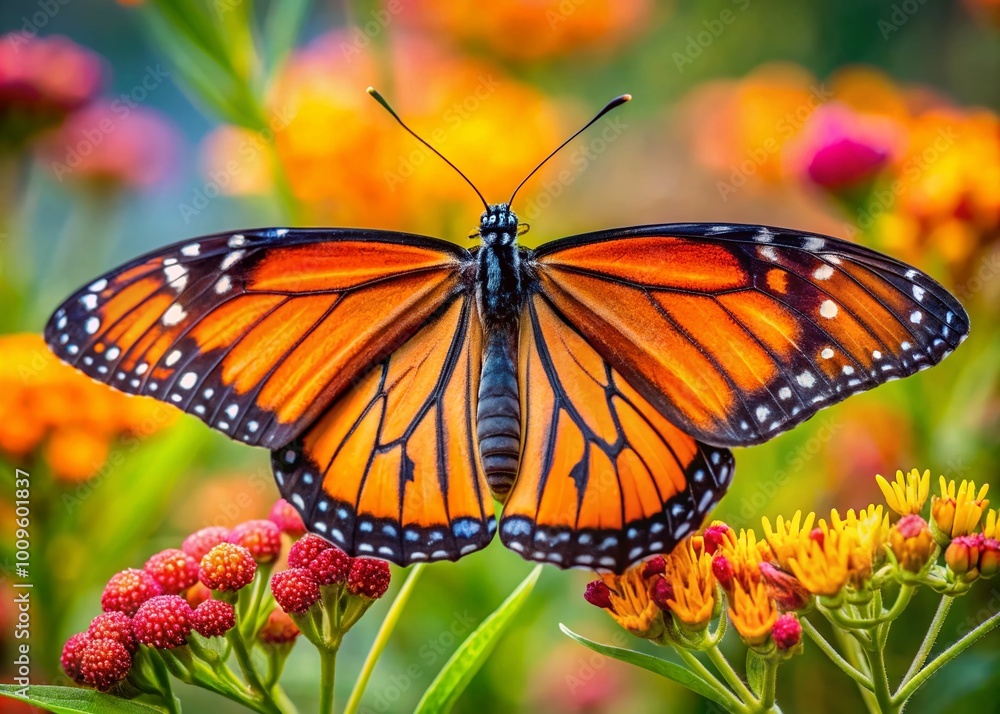 Naklejka premium Viceroy Butterfly Perched on Vibrant Flower in Natural Habitat Showcasing Colorful Wings and Beauty