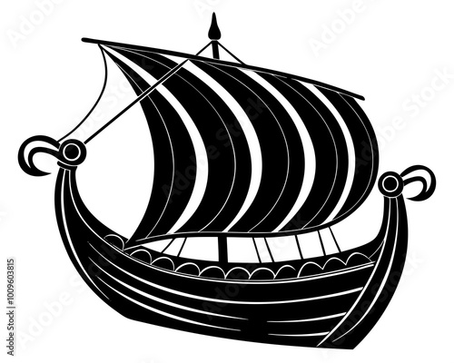 Viking shit silhouette Vector,Longship Silhouette Vector