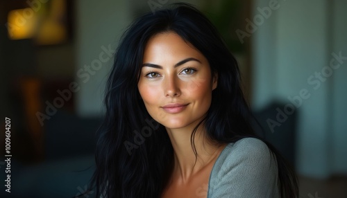 Wallpaper Mural A woman with long black hair is posing for a picture Torontodigital.ca