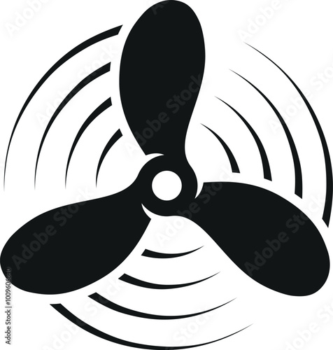 Rotating propeller. Air motion icon. Wind symbol