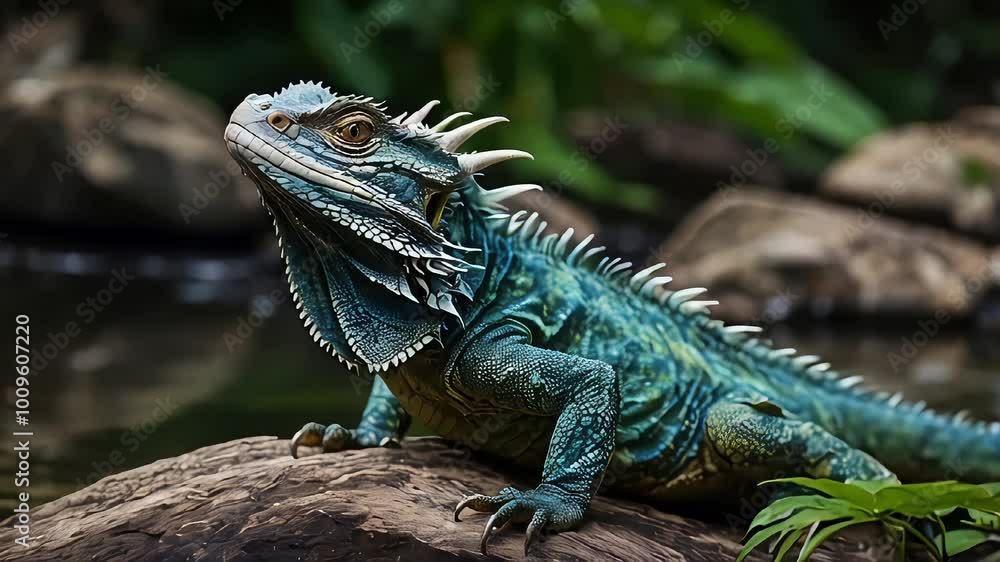 iguana lizard on a tree iguana lizard on a tree