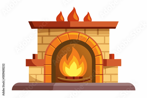 cozy fireplace glow vector color