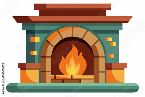 cozy fireplace glow vector color