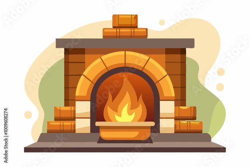 cozy fireplace glow vector color