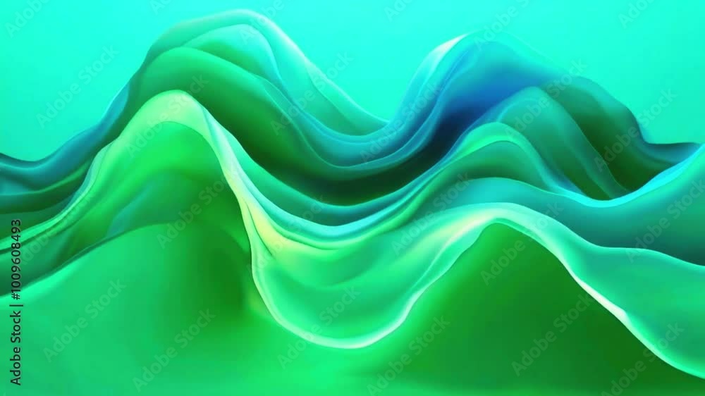 Waves of teal and green gradients that pulse rhythmically, with the colors growing brighter and dimmer in sync with the wave's motion, 4k High-Quality gradient Background Animation Video Waves of teal and green gradients that pulse rhythmically, with the colors growing brighter and dimmer in sync with the wave's motion, 4k High-Quality gradient Background Animation Video